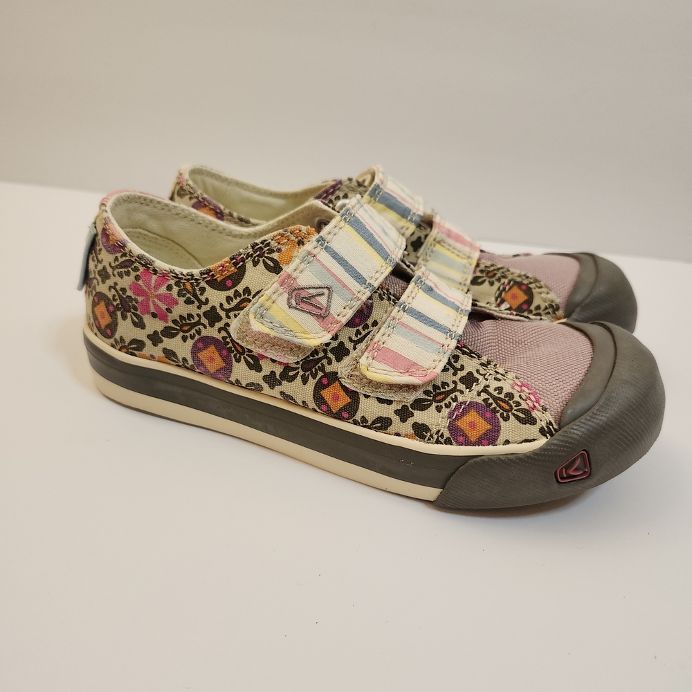 KEEN SULA Double Strap Canvas Sneaker Pink Multi Floral EU33 EUC Kids Girls Sz 1